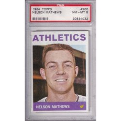 1964 Topps #366 Nelson Mathews Oakland A's  PSA 8
