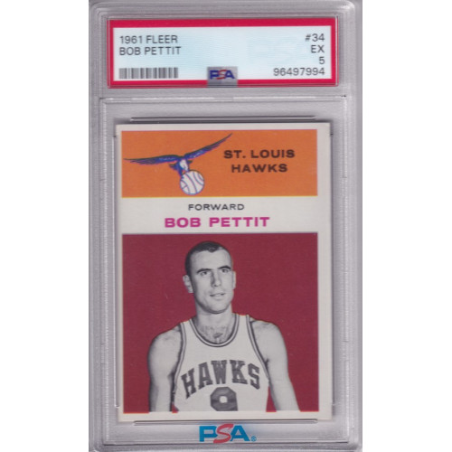 1961 Fleer #34 Bob Pettit Saint Louis Atlanta Hawks PSA 5 HOF