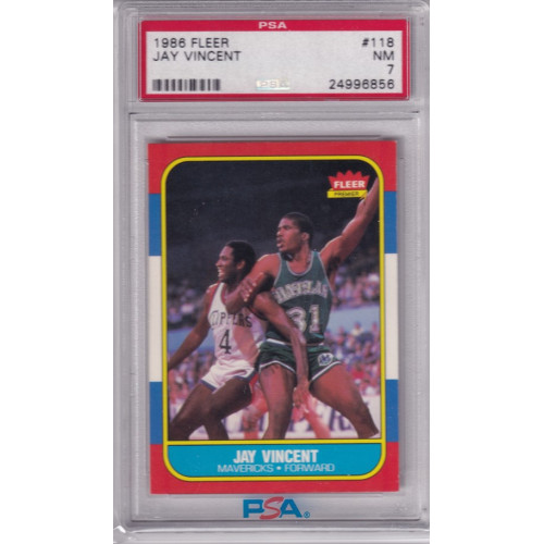 1986 Fleer #118 Jay Vincent Dallas Mavericks PSA 7