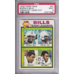 1979 Topps Team Checklist Hand Cut #57 Buffalo Bills Frank Lewis PSA 9