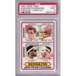 1980 Topps Team Checklist Hand Cut #19 Washington Redskins John Riggins PSA 9