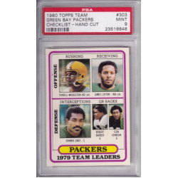 1980 Topps Team Checklist Hand Cut #303 Green Bay Packers James Lofton PSA 9