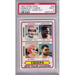 1980 Topps Team Checklist Hand Cut #319 Kansas City Chiefs Art Still PSA 9