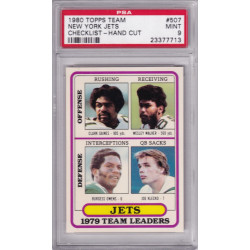 1980 Topps Team Checklist Hand Cut #507 New York Jets Joe Klecko PSA 9