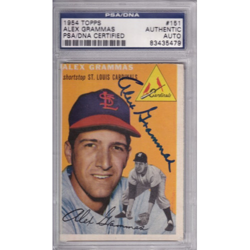 1954 Topps #151 Alex Grammas St. Louis Cardinals Signed Autograph PSA DNA