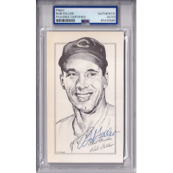 Bob Feller Cleveland Indians Signed 3x5 card PSA DNA Authentic Autograph