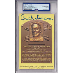 Walter Buck Leonard Signed HOF Plaque Postcard PSA DNA Authentic Autograph
