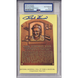 Ralph Kiner Pittsburgh Pirates Chicago Cubs Cleveland Indians New York Mets Signed HOF Plaque Postcard PSA DNA Authentic Autograph