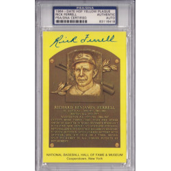 Rick Ferrell St. Louis Browns Boston Red Sox Washington Senators Signed HOF Plaque Postcard PSA DNA Authentic Autograph