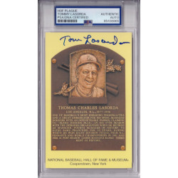 Tommy Lasorda Los Angeles Dodgers  Signed HOF Plaque Postcard PSA DNA Authentic Autograph