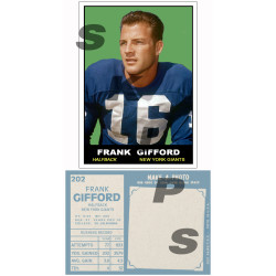 1961 STCC #202 Frank Gifford Topps New York Giants Custom Card HOF