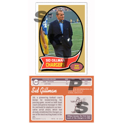 1970 STCC Coaches #289 Sid Gillman Topps Los Angeles Chargers custom card