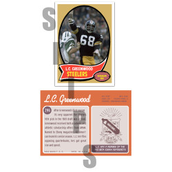 1970 STCC #296 L.C. Greenwood Topps Pittsburgh Steelers custom card