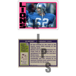 1972 STCC #352 Ed Mooney Detroit Lions custom card 