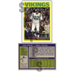 1972 STCC #360 Paul Krause Minnesota Vikings custom card HOF