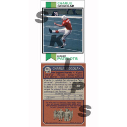 1973 STCC #541 Charlie Gogolak Boston Patriots custom card 