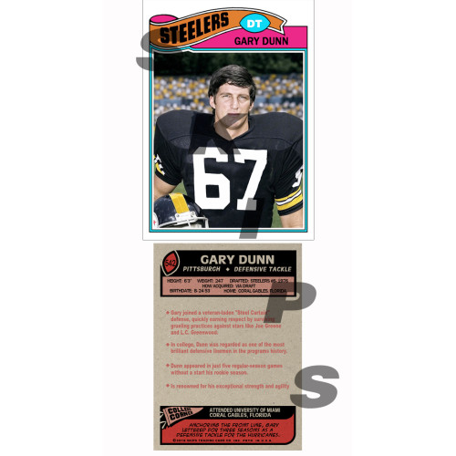 1977 STCC #542 Gary Dunn Topps Pittsburgh Steelers custom card