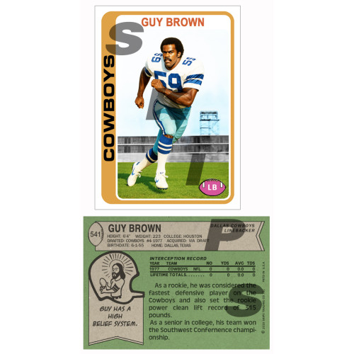 1978 STCC #541 Guy Brown Topps Dallas Cowboys custom card