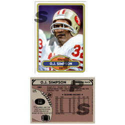 1980 STCC #540 O. J. Simpson Topps San Francisco 49ers custom card HOF