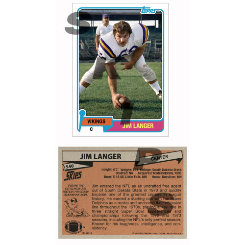 1981 STCC #540 Jim Langer Topps Minnesota Vikings custom card HOF