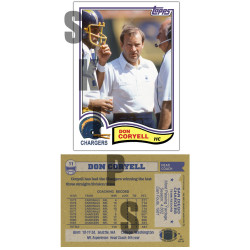 1982 STCC Legendary Coaches #11 Don Coryell Topps San Diego Chargers