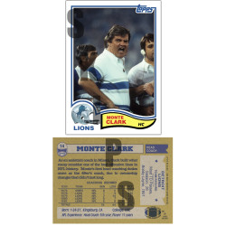 1982 STCC Legendary Coaches #14 Monte Clark Topps Detroit Lions
