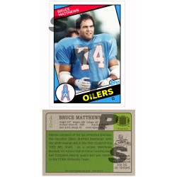 1984 STCC #412 Bruce Matthews Topps Houston Oilers custom card HOF