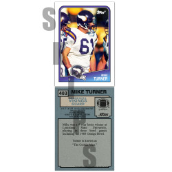 1988 STCC #403 Mike Turner Topps Minnesota Vikings custom card