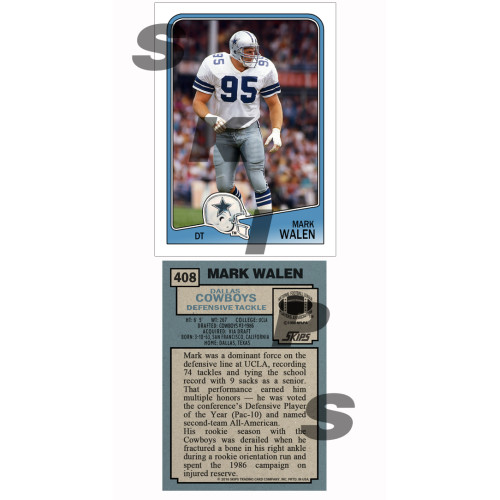 1988 STCC #408 Mark Walen Topps Dallas Cowboys custom card