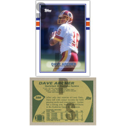 1989 STCC #399 David Archer Topps Washington Redskins Iowa State Cyclones custom card