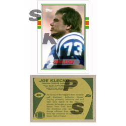 1989 STCC #406 Joe Klecko Indianapolis Colts New York Jets Custom card HOF 1989 STCC #406 Joe Klecko Indianapolis Colts New York Jets Custom card HOF