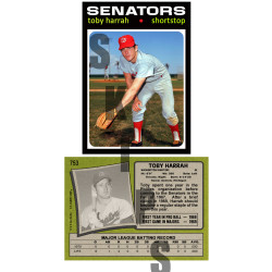1971 STCC #753 Toby Harrah Topps Washington Senators Texas Rangers custom card