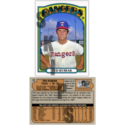 1972 STCC Autographs Ink Texas Rangers #23 Ted Kubiak
